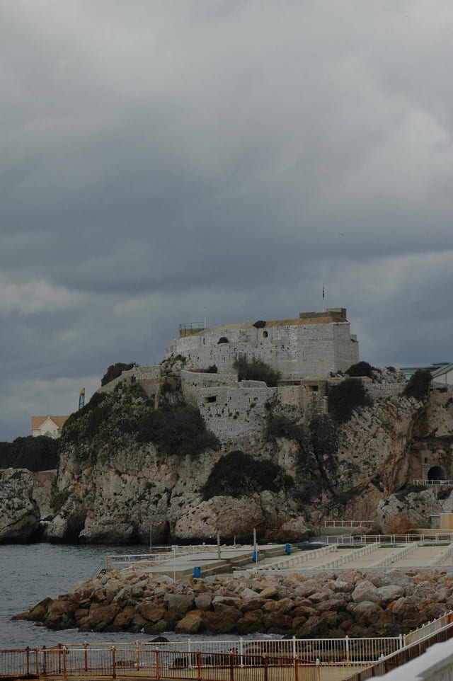 The old fort and breakwater at Camp Bay, Gibraltar