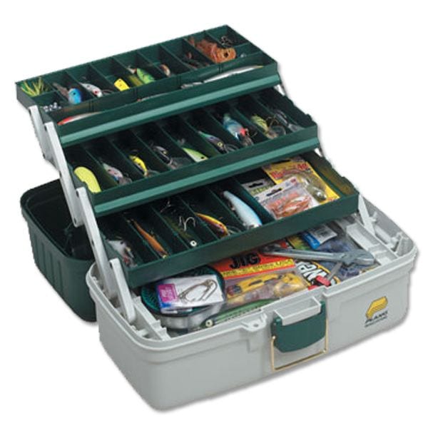Plano 3 tray tackle box, open with trays extended